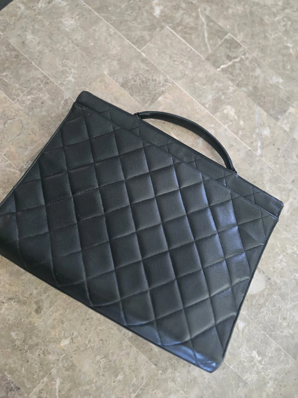 Vintage CHANEL 90s Cavier Quilted Briefcase With 24k Gold Hardware